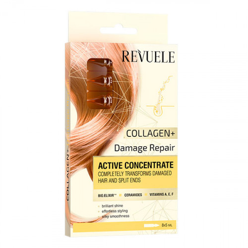 REVUELE ACTIVE HAIR CONCENTRATE AMPULES Активний концентрат для волосся "Відновлення пошколженого волосся" з колагеном,8*5 мл