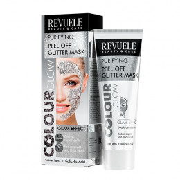 REVUELE COLOR GLOW СРІБНА очищуюча пілінг-маска з блискітками, 80 мл