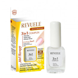 REVUELE NAIL THERAPY Комплекс 3 в 1 швидко висихає, тверде покриття та глянсовий блиск, 10 мл