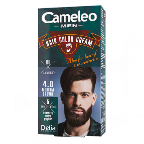 CAMELEO MEN Крем-краска для мужчин для волос, бороды, усов тон 4.0 Коричневая